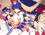  all_male blue_hair cape crown fruit ice_cream male moo red_eyes strawberry tagme_(character) 