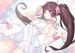  akiyoshi_nozomu animal_ears brown_hair cat_smile catgirl headband original panties purple_eyes ribbons see_through twintails underwear 