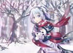  animal original purple_eyes rabbit saphirya scarf signed snow tree white_hair 