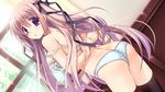  bra game_cg koi_to_mahou_to_kanrinin long_hair panties purple_eyes purple_hair ryuuga_shou stockings tachibana_inori underwear 