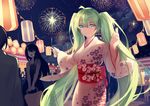  festival fireworks haraguroi_you hatsune_miku japanese_clothes kimono long_hair twintails vocaloid 
