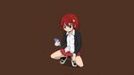  bandaid blue_eyes brown phone red_hair seifuku shirt short_hair skirt socks syati_kamaboko 