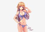  bikini blonde_hair long_hair nakiri_erina purple_eyes shokugeki_no_soma signed swimsuit white youxuemingdie 