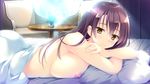  bed breasts brown_eyes brown_hair ensemble_(company) game_cg kaburagi_yukie kimishima_ao koi_suru_kimochi_no_kasanekata long_hair nipples nude 