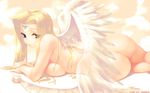  amaduyu_tatsuki angel ass blonde_hair leaf long_hair nude sideboob urutori utawarerumono wings 