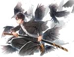  all_male animal bird katana male rakugakiii short_hair sword touran-sai weapon 