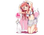  5_nenme_no_houkago animal animal_ears bikini blush breasts cat catgirl cleavage fang kantoku kurumi_(kantoku) long_hair original skirt swimsuit tail white 