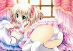  ass bed blonde_hair blue_eyes cameltoe dress original panties ribbons shiramori_yuse thighhighs twintails underwear wristwear 