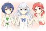  blue_eyes blue_hair bow gochuumon_wa_usagi_desu_ka? jouga_maya kafuu_chino kurisu-kun long_hair natsu_megumi red_eyes red_hair short_hair summer_dress twintails yellow_eyes 