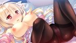  alicetia_wallenburg_kezouji ashishun bed blonde_hair blush breasts game_cg long_hair marmalade nipples open_shirt pantyhose primal_x_hearts primal_x_hearts_2 red_eyes underwear wet 