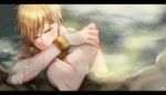  absurdres blonde_hair bracelet crossed_arms fate/stay_night fate_(series) gilgamesh highres jewelry male_focus nude onsen red_eyes solo steam tarao_(13raven) upper_body 