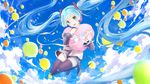  aqua_eyes aqua_hair boots clouds hatsune_miku heart long_hair minamito ribbons sky thighhighs twintails vocaloid zettai_ryouiki 