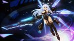  aqua_eyes black_heart breasts cleavage hanshu hyperdimension_neptunia leotard long_hair mechagirl noire white_hair 