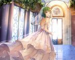  cropped elbow_gloves green_eyes green_hair gumi headdress petals qingshui_ai short_hair vocaloid wedding_attire 