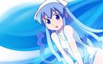  blue_eyes blue_hair hat ikamusume shinryaku!_ikamusume swimsuit 