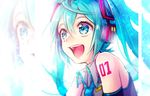  aqua_eyes aqua_hair hatsune_miku headphones twintails vocaloid yamori_(stom) zoom_layer 