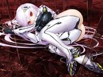  ass bodysuit breasts erect_nipples gloves long_hair original red_eyes skintight tyappygain white_hair 