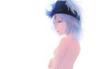  blue_eyes breasts flamie_speeddraw flat_chest headband nude qunqing rokka_no_yuusha sideboob white white_hair 