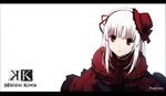  bow goth-loli hat k_(anime) kushina_anna lolita_fashion long_hair magicians red_eyes ribbons watermark white white_hair 