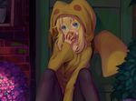  apple aqua_eyes blonde_hair cat_smile cropped flowers fruit hoodie leaves original pantyhose pokemon shade sonic0_0 