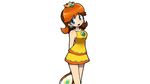  blue_eyes brown_hair crown fukumitsu_(kirarirorustar) jpeg_artifacts princess_daisy sport super_mario tennis white 