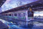  animal bubbles clouds dog lalil-le original scenic sky swim_ring train water 