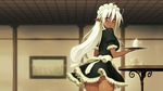  dark_skin full_metal_daemon_muramasa maid nitroplus nopan photoshop pointed_ears sandaime_muramasa waitress white_hair 