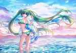  8rats ass bikini breasts cleavage clouds hatsune_miku jpeg_artifacts long_hair sky swim_ring swimsuit twintails vocaloid water 