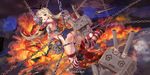  aircraft ass boat chain fire headband kantai_collection rensouhou-chan shimakaze_(kancolle) tagme_(artist) thighhighs torn_clothes water watermark 