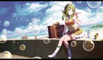  aircraft animal boots bubbles cat clouds drink guitar gumi instrument pomon_illust skirt sky sunglasses vocaloid 