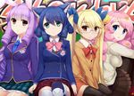  animal_ears aqua_eyes blonde_hair blue_eyes blue_hair bow bunny_ears bunnygirl catgirl chuchu_(show_by_rock!!) glasses group hijirikawa_cyan long_hair moa_(show_by_rock!!) orange_eyes pink_hair pinkarage purple_eyes purple_hair retoree_(show_by_rock!!) seifuku sheepgirl short_hair show_by_rock!! skirt thighhighs tie twintails zettai_ryouiki 