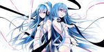  2girls blue_hair headphones long_hair original sira-kura 