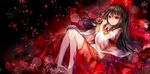  barefoot black_hair hakurei_reimu hanchan japanese_clothes long_hair miko red_eyes touhou 