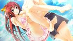  barefoot bikini breasts ecchi_de_hentai!_yakimochi_ojou-sama!! ensemble_(company) game_cg ponytail red_hair shiratori_mayu swimsuit tagme_(artist) underwear wet 