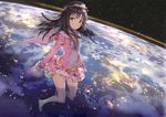  anmi black_hair glasses hat long_hair planet scan space stars thighhighs yellow_eyes 