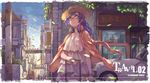  aqua_eyes building car city glasses hat headphones jpeg_artifacts leaves long_hair original ponytail purple_hair xinuo223 