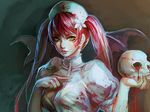  4chan blood ebola-chan flowers green_eyes luoxo nurse pink_hair skull twintails wings 