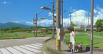  animal building clouds grass hat kneehighs landscape original penguin ponytail scenic skirt sky snatti translation_request tree 