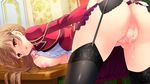  ass bra braids breasts brown_eyes brown_hair censored chuablesoft game_cg garter_belt kirihara_misuuzu kunai_uri long_hair nipples noblesse_of_rouge nopan open_shirt pussy pussy_juice seifuku stockings thighhighs underwear 