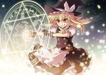  blonde_hair braids cross_(crossryou) hat kirisame_marisa long_hair magic stars touhou witch witch_hat wristwear yellow_eyes 