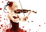  blonde_hair bouno_satoshi corset flowers headband instrument original petals rose short_hair violin 