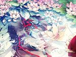  all_male d.gray-man flowers hagi kanda_yuu male petals sleeping water 