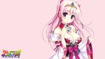  august bekkankou breasts dress long_hair miyaguni_akari nipples no_bra pink pink_hair sen_no_hatou_tsukisome_no_kouki 