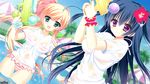  2girls bikini blush long_hair pool psychic_hearts see_through swimsuit tagme_(character) water wet yuyumatsu 