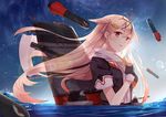  anthropomorphism blonde_hair byakuya_reki gloves kantai_collection red_eyes seifuku water yuudachi_(kancolle) 