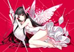  anthropomorphism black_hair butterfly dress gloves gray_eyes long_hair nardack original red wings 