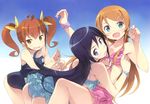  aragaki_ayase ass bikini black_hair blonde_hair blue_eyes blush breasts brown_eyes brown_hair cleavage fang gradient kanzaki_hiro kousaka_kirino kurusu_kanako long_hair ore_no_imouto_ga_konna_ni_kawaii_wake_ga_nai purple_eyes scan school_swimsuit swimsuit twintails wristwear 