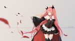  bow choker collar feathers gray kneehighs krul_tepes long_hair owari_no_seraph pink_hair pointed_ears ribbons satorixxx twintails vampire 