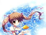  animal breasts brown_hair cleavage dress fish long_hair mikeou original red_eyes twintails water 