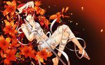  bandage flowers katana long_hair navel nude orange red_eyes red_hair shakugan_no_shana shana sword weapon wentirtongmo 